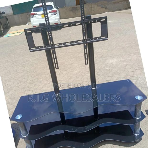 Modern Tempered Glass Tv Stand With Tv Mount