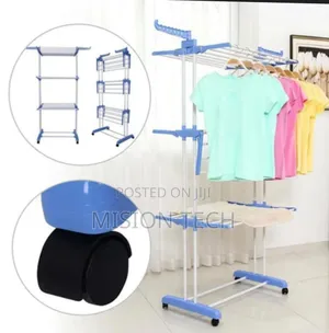 Foldable 3-Tier Clothes Drying Rack With Wheels 