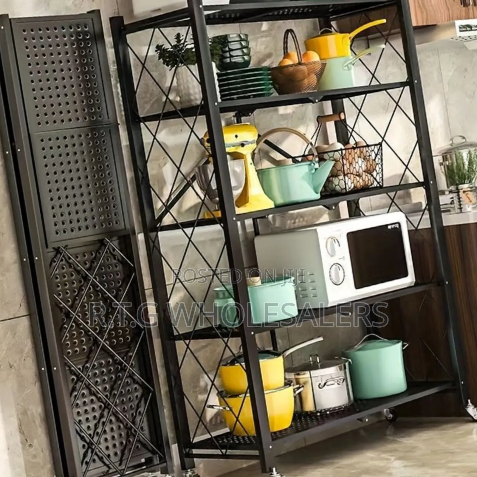 Foldable 5-Tier Kitchen Rack – Durable Multi-Purpose