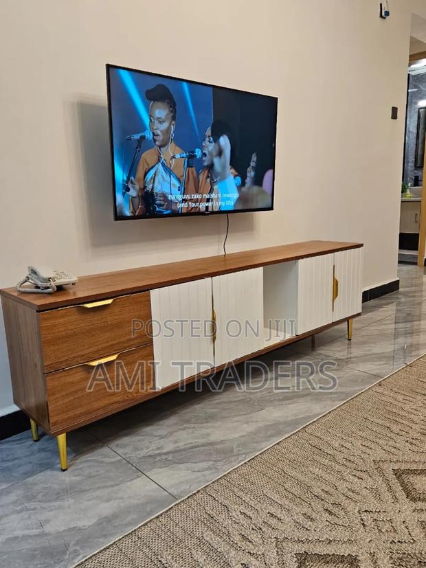 6ft White & Brow Tv Stand - main view