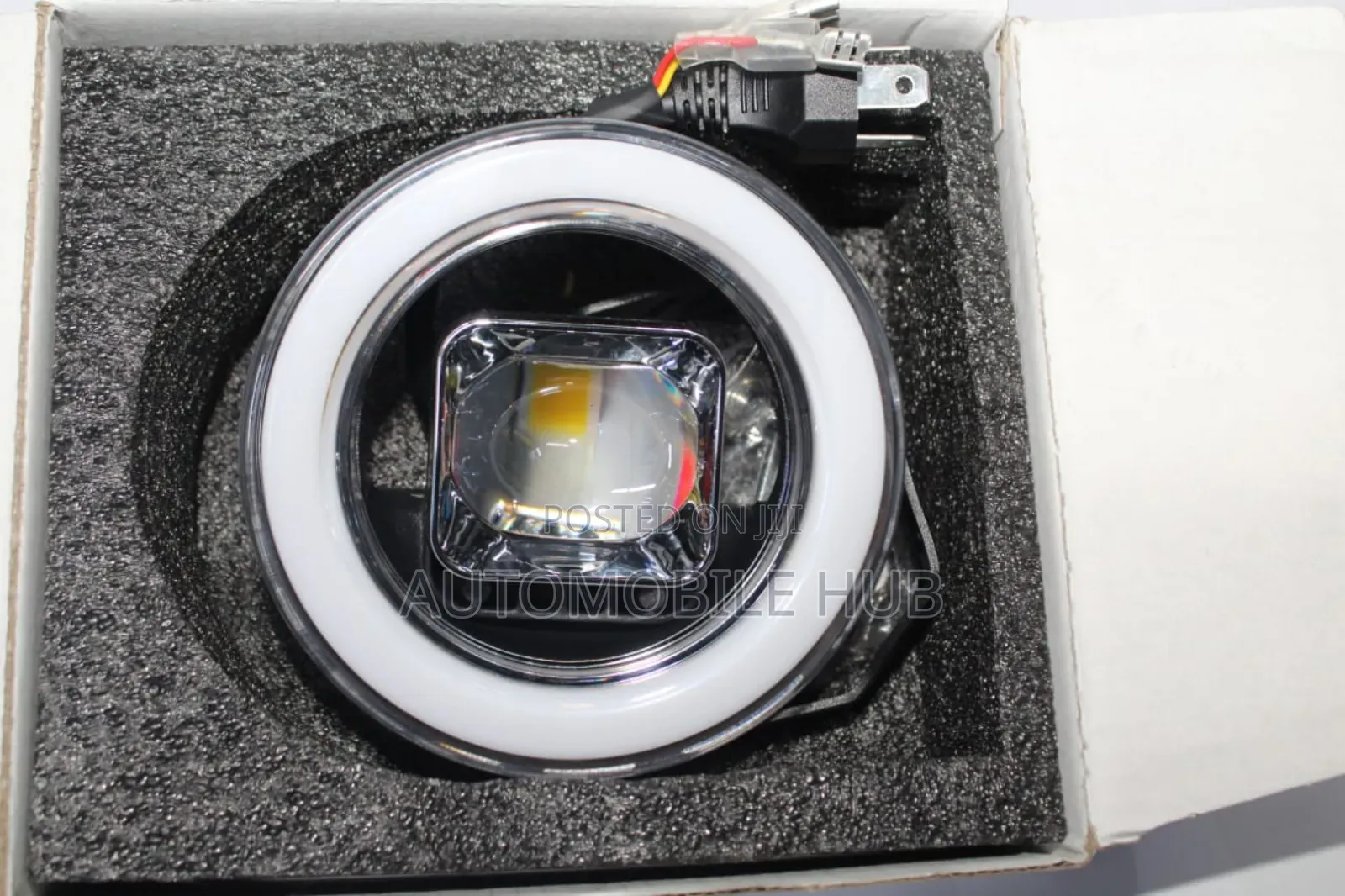 Motorbike Angel Eye Headlight With White Halo Ring Square High-Beam