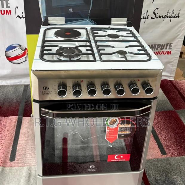 Premium Everest Inox 60×60 Cooker – Triple Burner Rotisserie