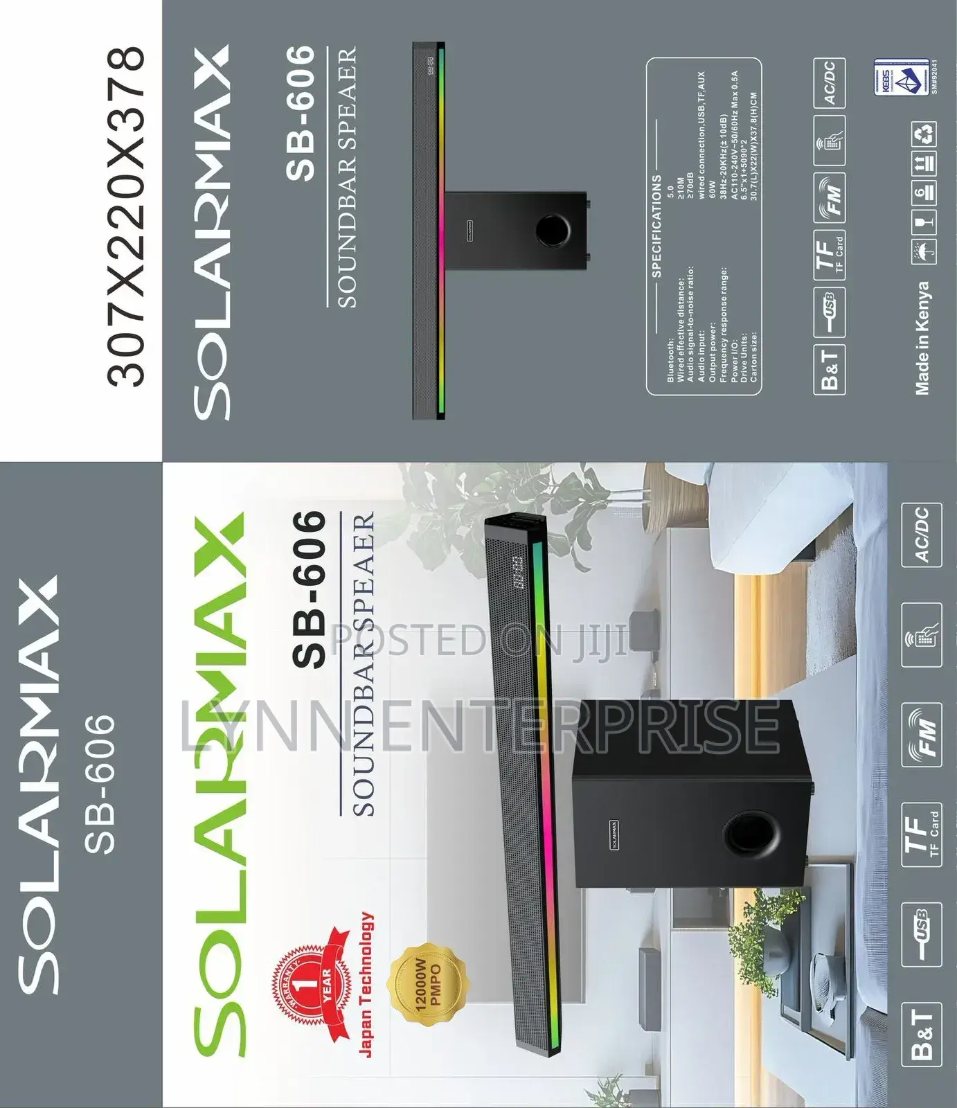 3.1ch Solarmax Soundbar Multimedia Speaker System Woofer