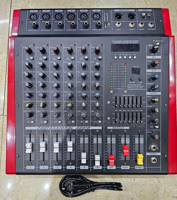 6 Channels Max Professional Powered Mixer 1000w Watts Usb/ Bluetooth - thumbnail 3