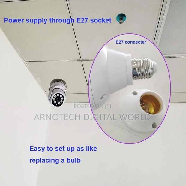 Panoramic 1080p 360 Degree Night Vision Wifi Light Bulb Camera - thumbnail 2