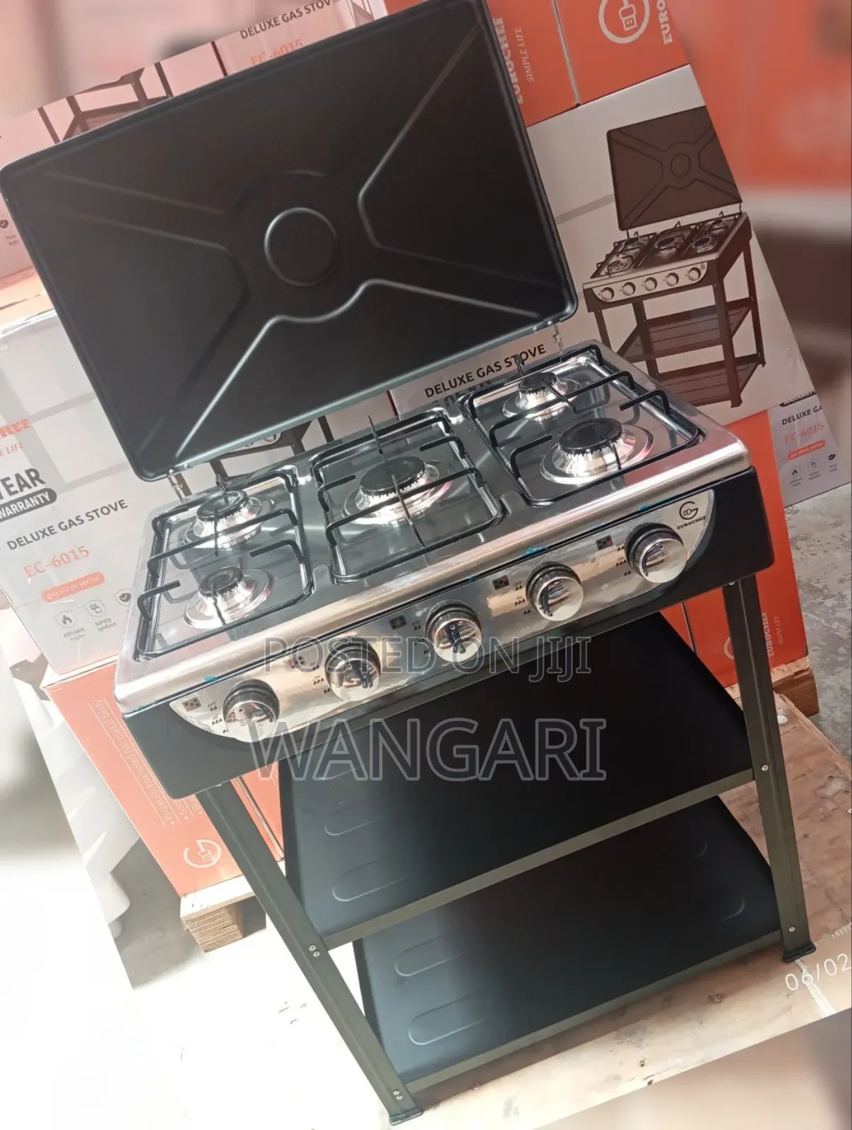 Restocked Eurochef Cooker With Shelves, 5gass Burners