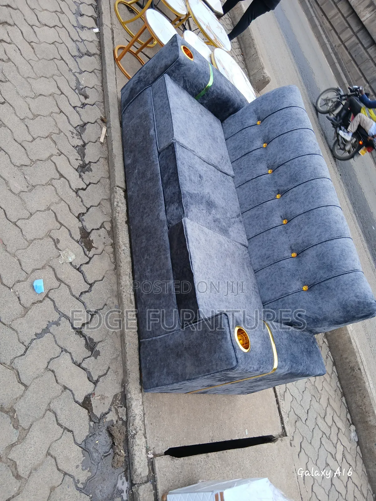 Dark Velvet Grey Three Seater for Sale
