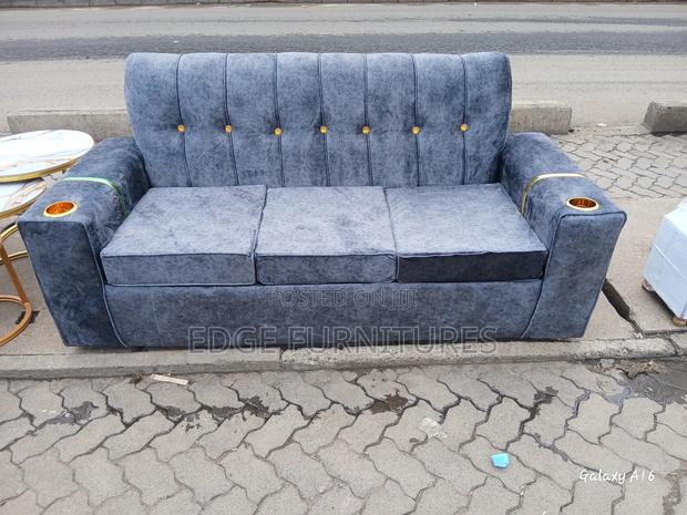 Cupped Velvet Three Seater Sofa for Sale - main view
