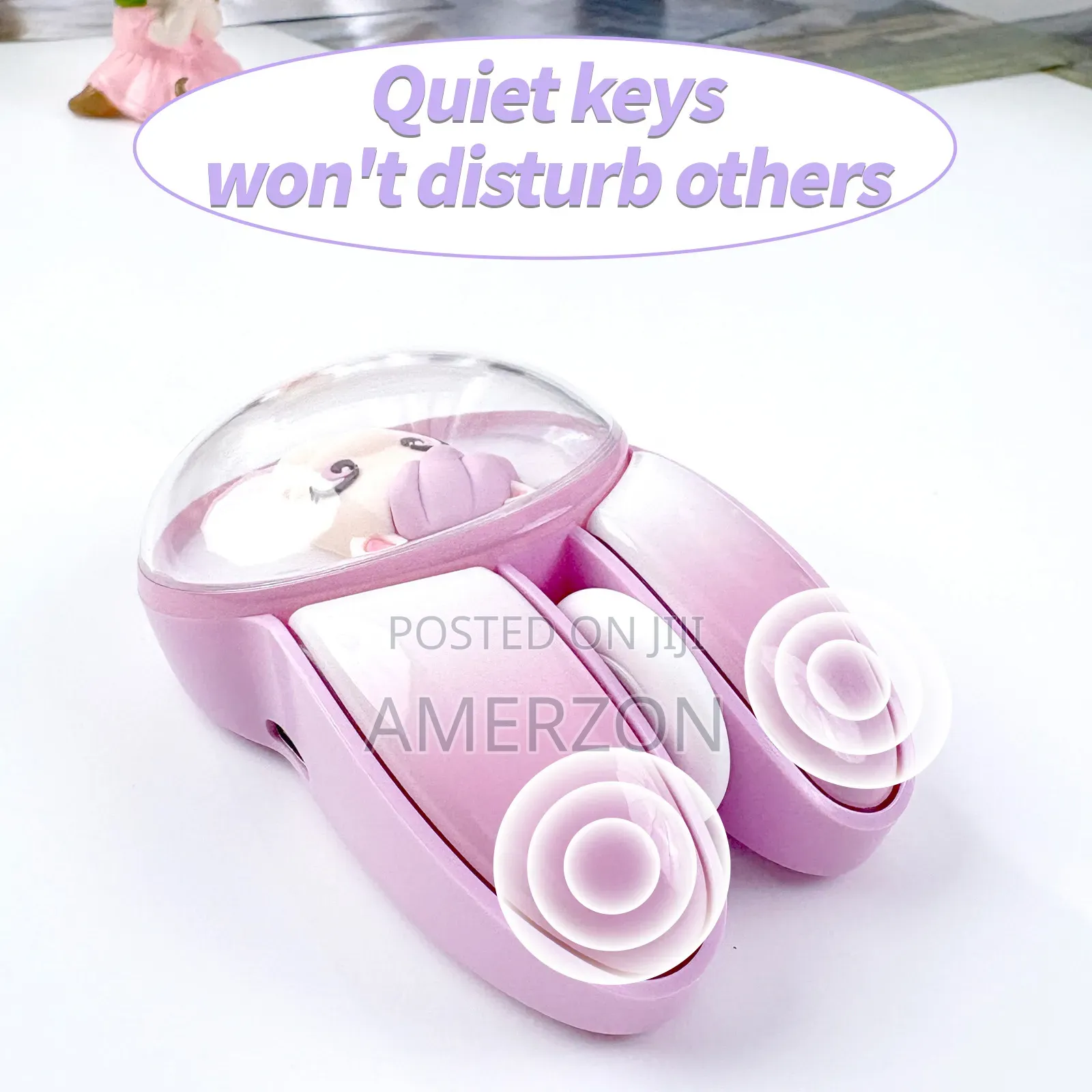 Wireless Mouse, Cute Bunny Bluetooth Dual-Modes, Pink, Unisex