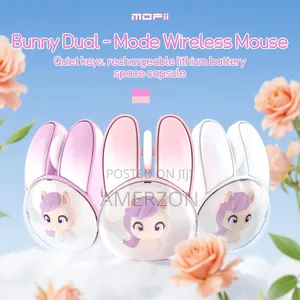 Wireless Mouse, Cute Bunny Bluetooth Dual-Modes, Pink, Unisex