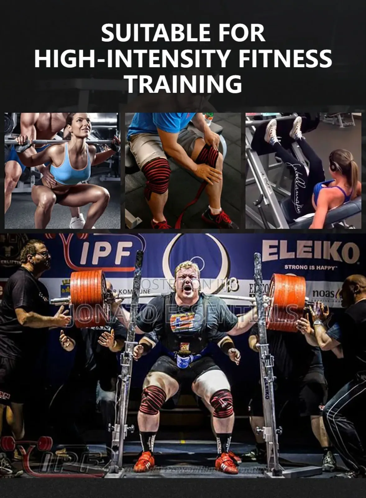 Heavy Duty Elastic Knee Support Wraps for Squats Gym Training