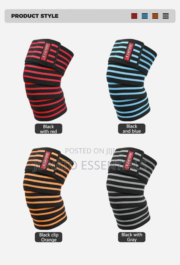 Heavy Duty Elastic Knee Support Wraps for Squats Gym Training - thumbnail 2