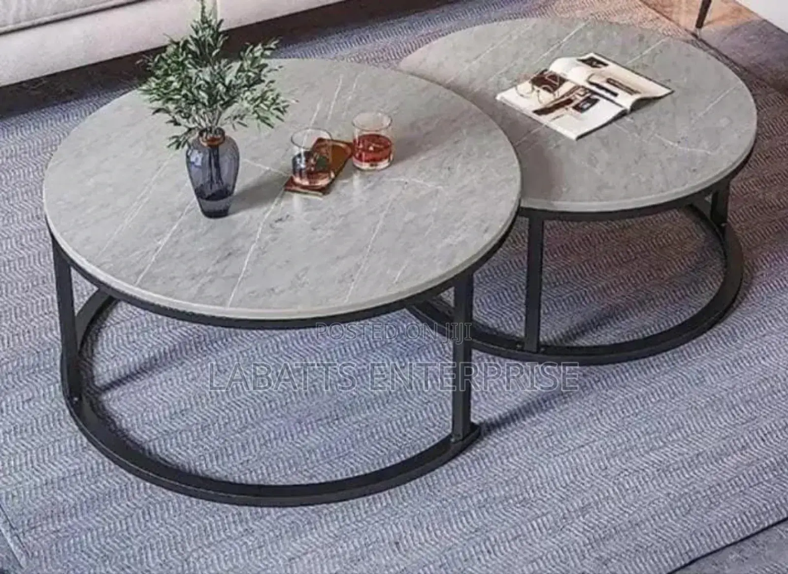 Modern Luxury 2in1 Pure Marble Nesting Tables With Stand
