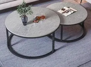 Modern Luxury 2in1 Pure Marble Nesting Tables With Stand