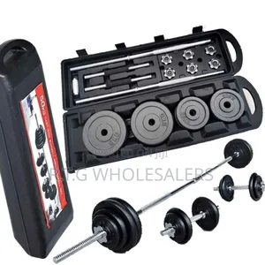 York 50 Kg Dumbbell and Barbell Combo With Plates Curl Bar