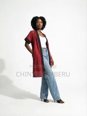 Red Kitenge / Ankara Kimono Jacket - thumbnail 2