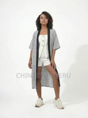 White Kitenge / Ankara Kimono Jacket