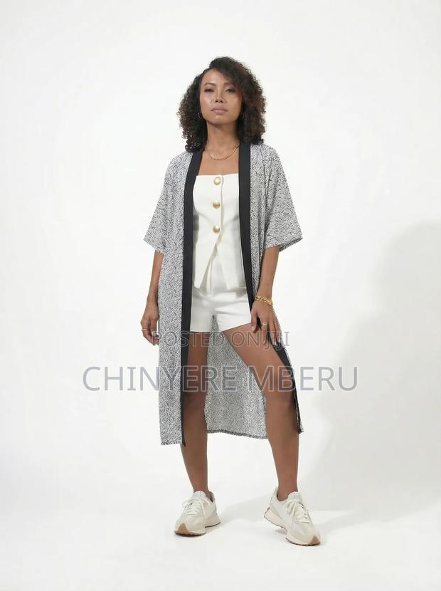 White Kitenge / Ankara Kimono Jacket - main view