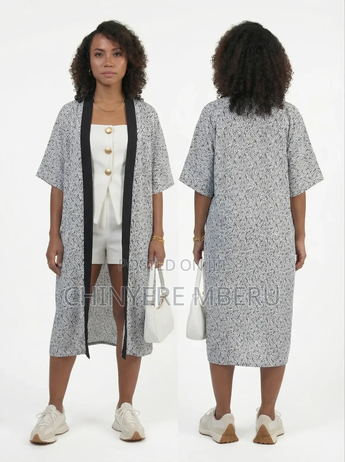 White Kitenge / Ankara Kimono Jacket