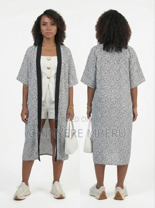 White Kitenge / Ankara Kimono Jacket - thumbnail 2