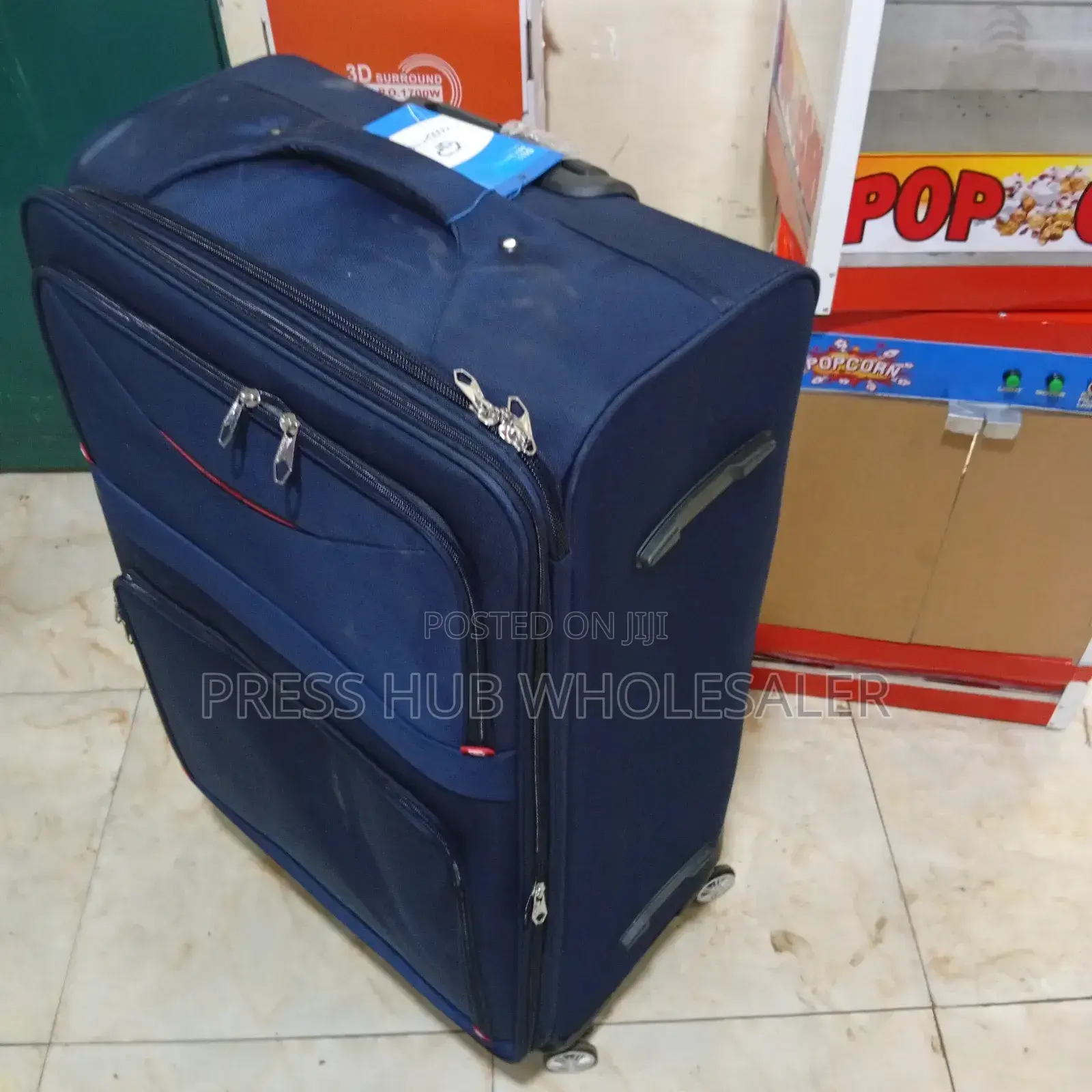 This Is a 4-in-1 Set of Blue Fabric Travel Suitcases