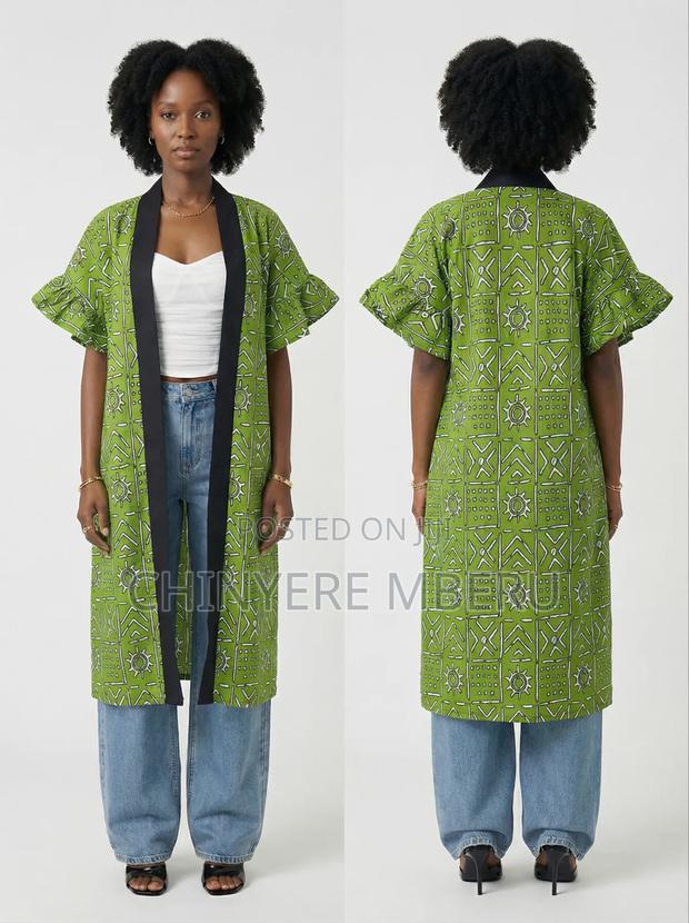 Apple Green Kitenge / Ankara Kimono Jacket - thumbnail 2