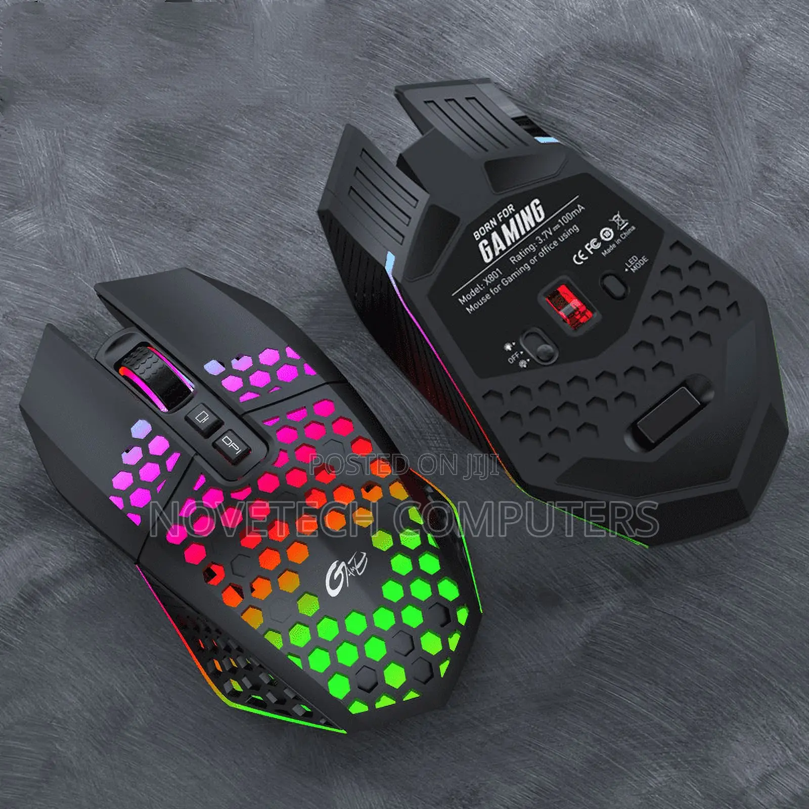 X801 Hole Mouse 2.4g Luminous Rechargeable Wireless Mouse Mute Design