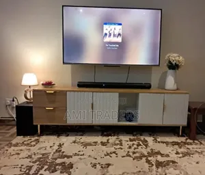 6ft Golden White Tv Stand