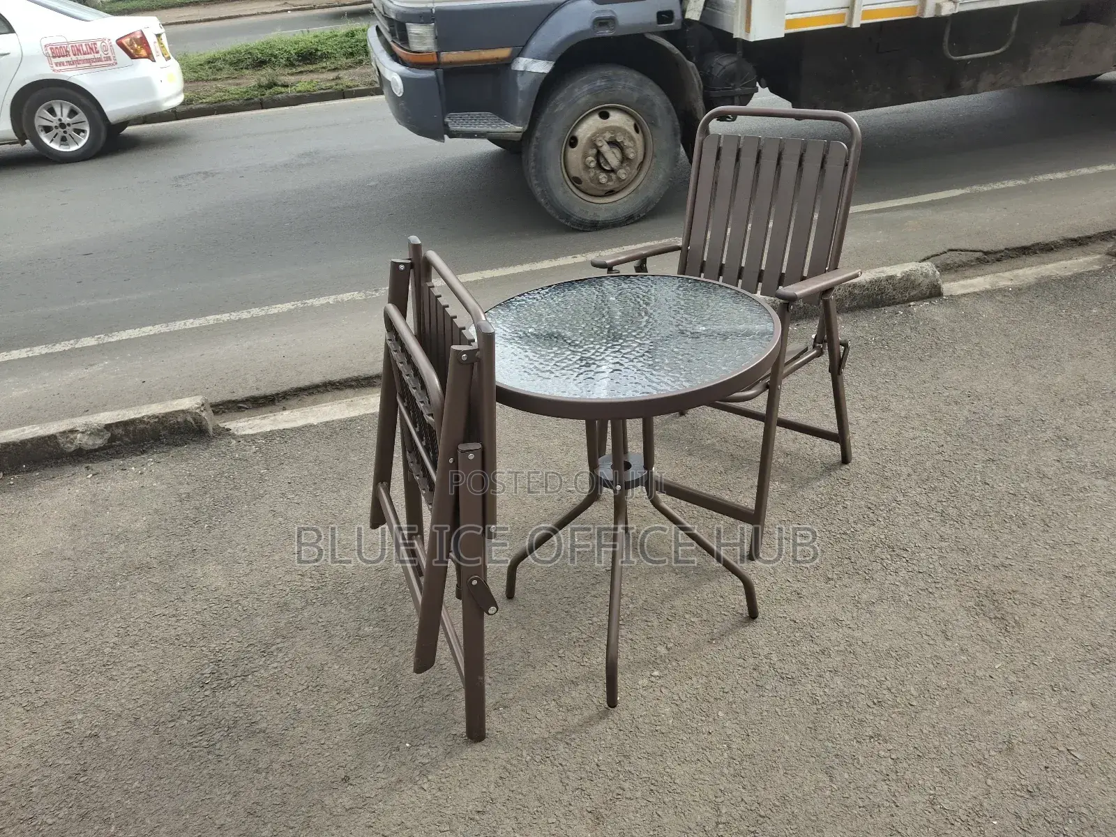 Balcon Table With Foldable Brown Chair