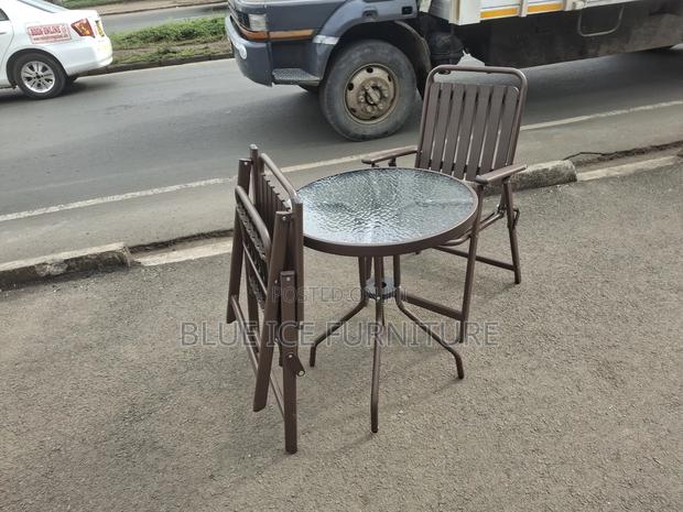 Balcon Table With Foldable Brown Chair