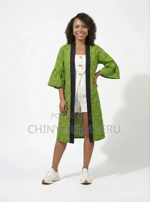 Light Green Kitenge / Ankara Kimono Jacket