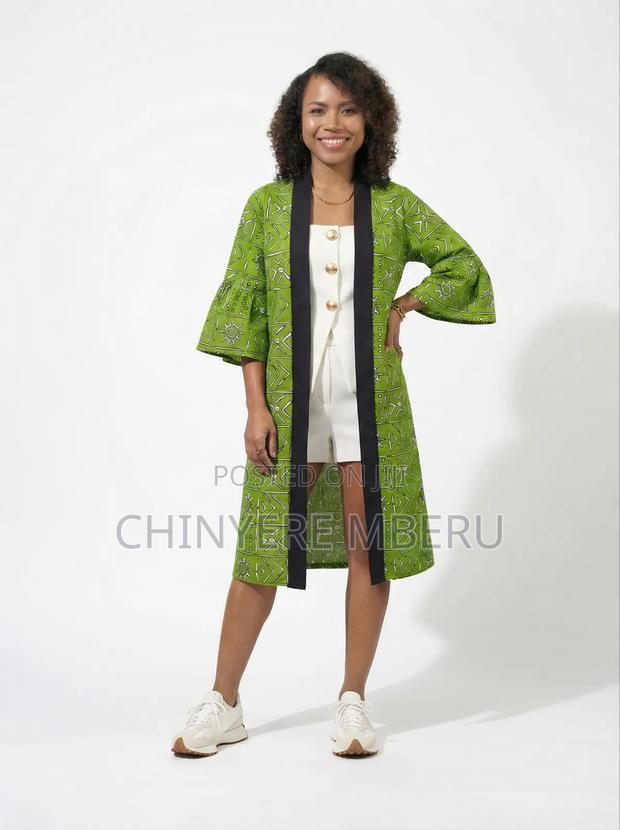 Light Green Kitenge / Ankara Kimono Jacket - main view