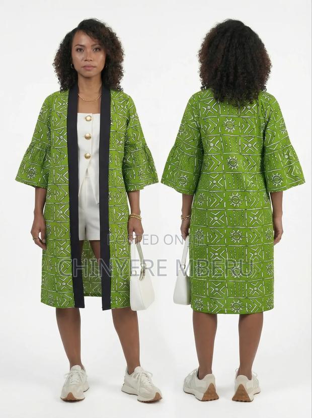 Light Green Kitenge / Ankara Kimono Jacket - thumbnail 2
