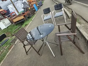 Glass Balcon Table With Plastic Chair