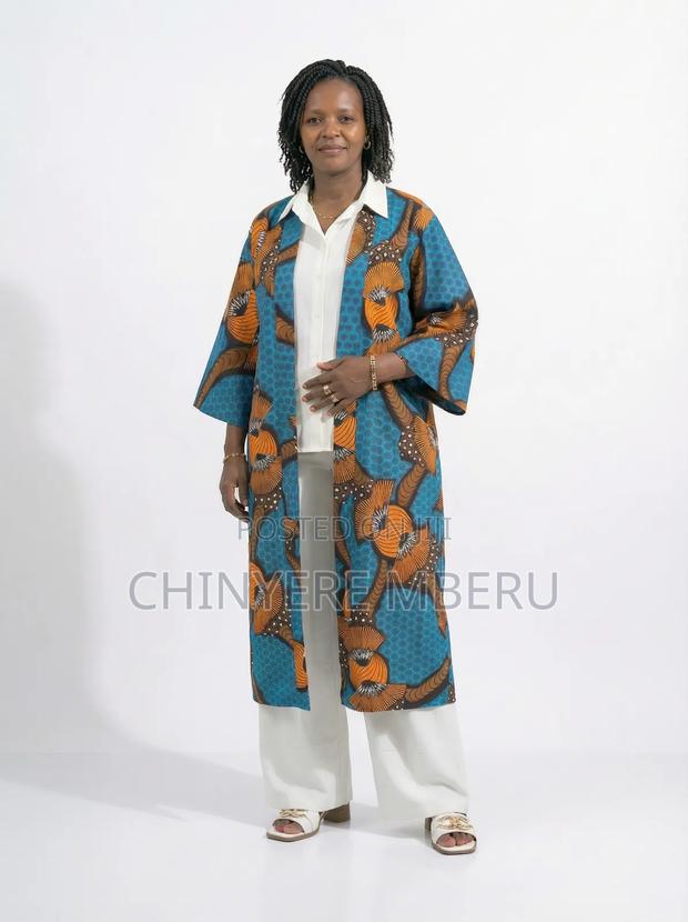 Blue Ankara / Kitenge Kimono Jacket - main view