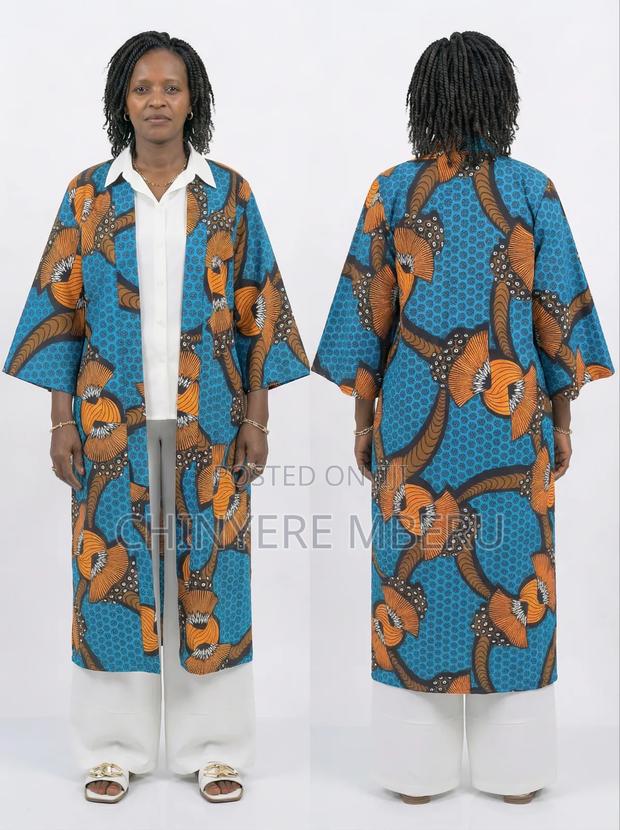 Blue Ankara / Kitenge Kimono Jacket - thumbnail 2
