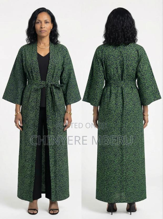 Green Kitenge / Ankara Kimono Jacket - thumbnail 2