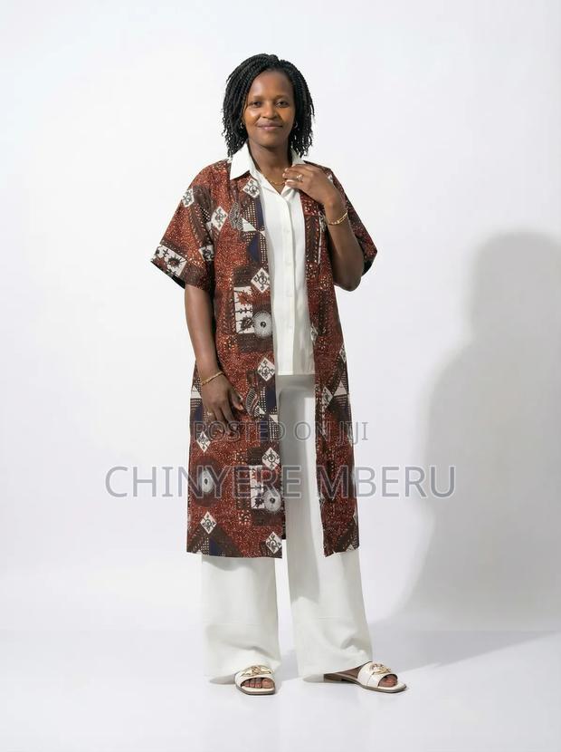 Brown Kitenge / Ankara Kimono Jacket - main view