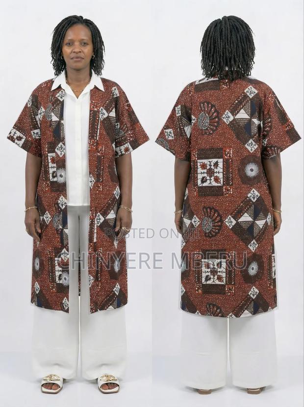 Brown Kitenge / Ankara Kimono Jacket - thumbnail 3