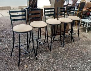 Cream Bar Stools With Black Metal Frame - thumbnail 2