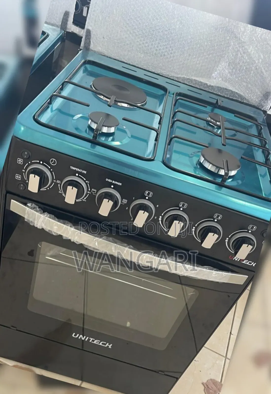 3gass and 1 Hotplate, Unitech Standing Cooker With Glass Top
