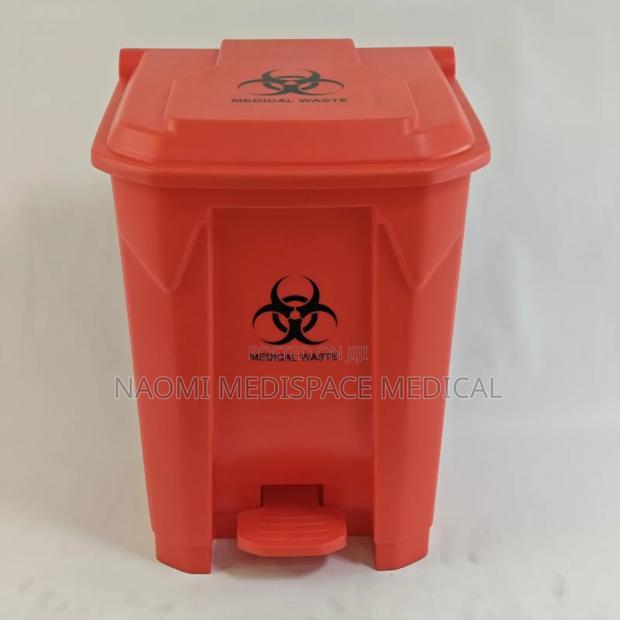 30l Red Biohazard Pedal Bin - main view