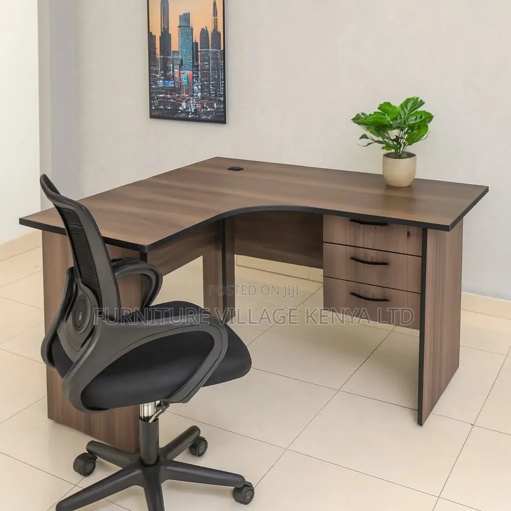 Office Desk; L-shaped Desk With Storage Drawers