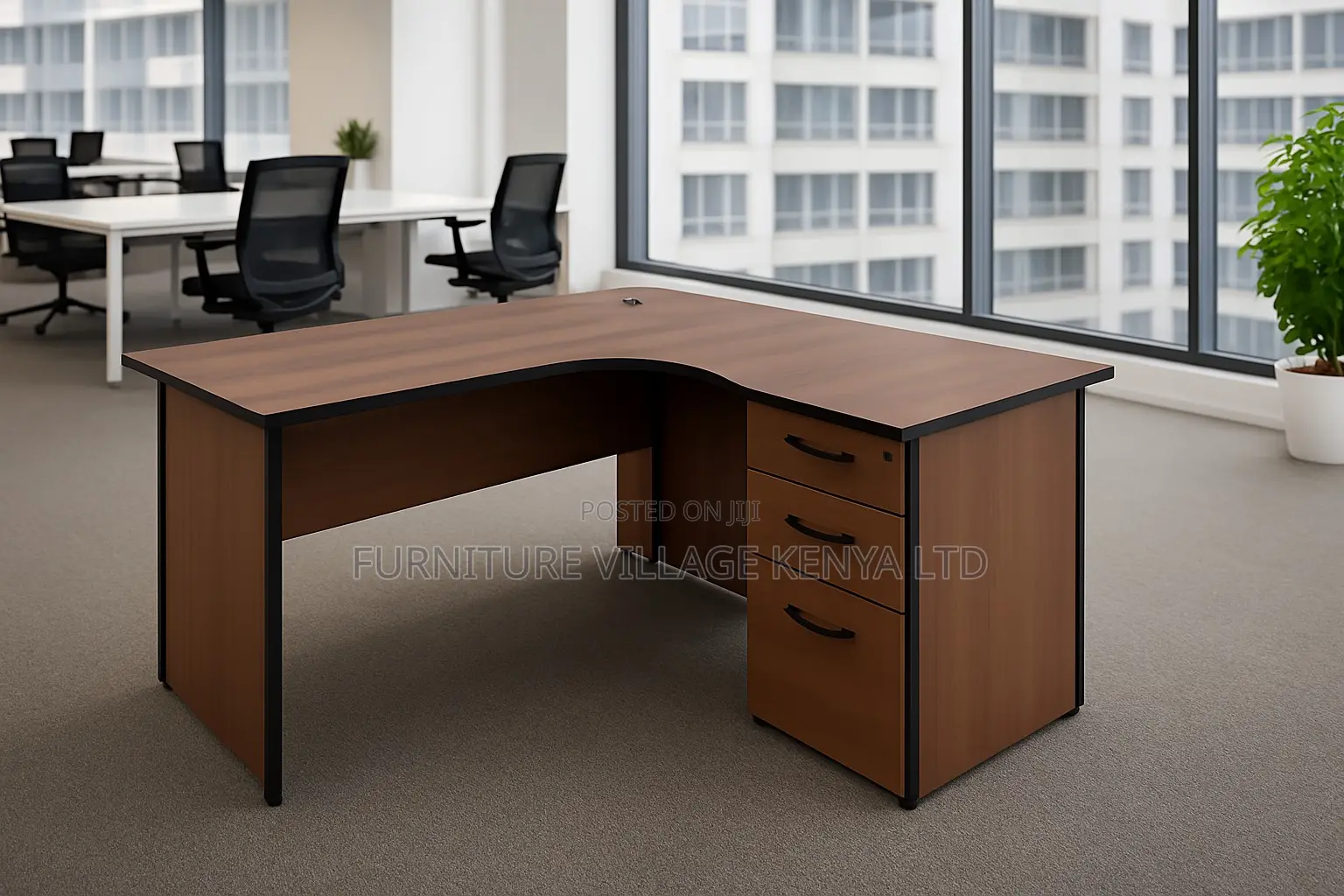 Office Desk; L-shaped Desk With Storage Drawers