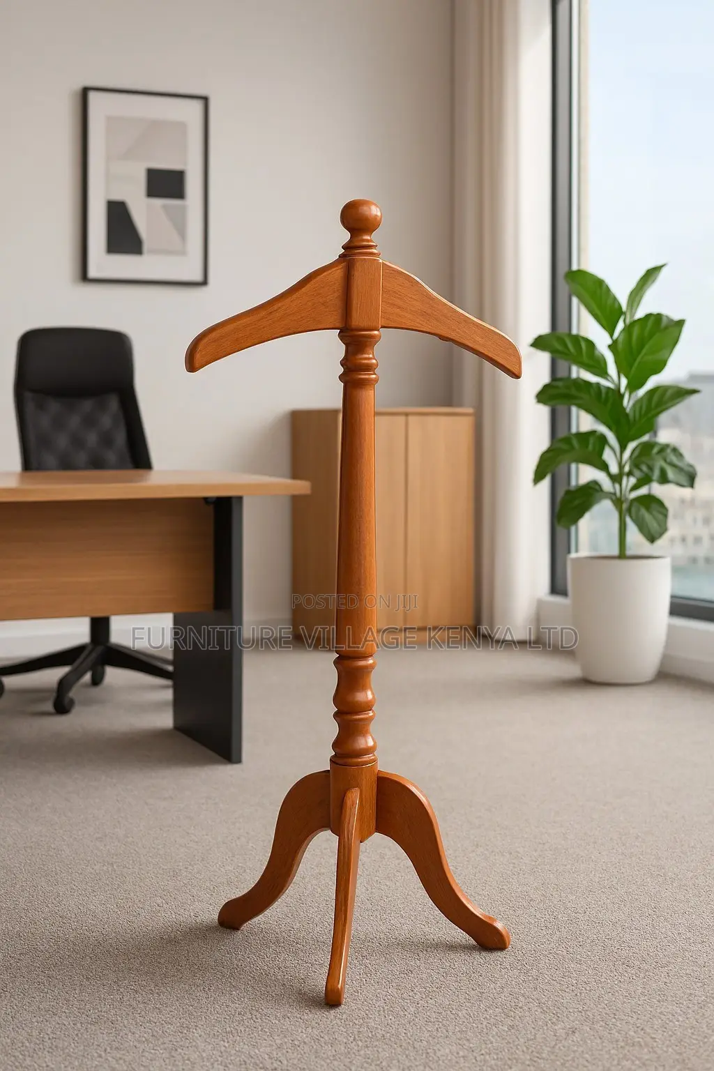 Coat Hanger; Modern Executive Mahogany Coat Hanger