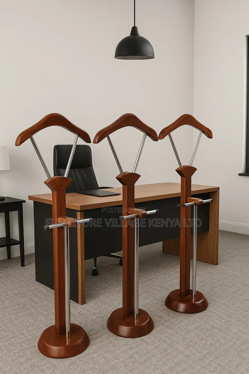 Coat Hanger; Modern Executive Mahogany Coat Hanger