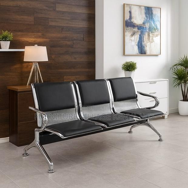Waiting Bench; 3-seater Waiting Bench With Pu Cushions - main view