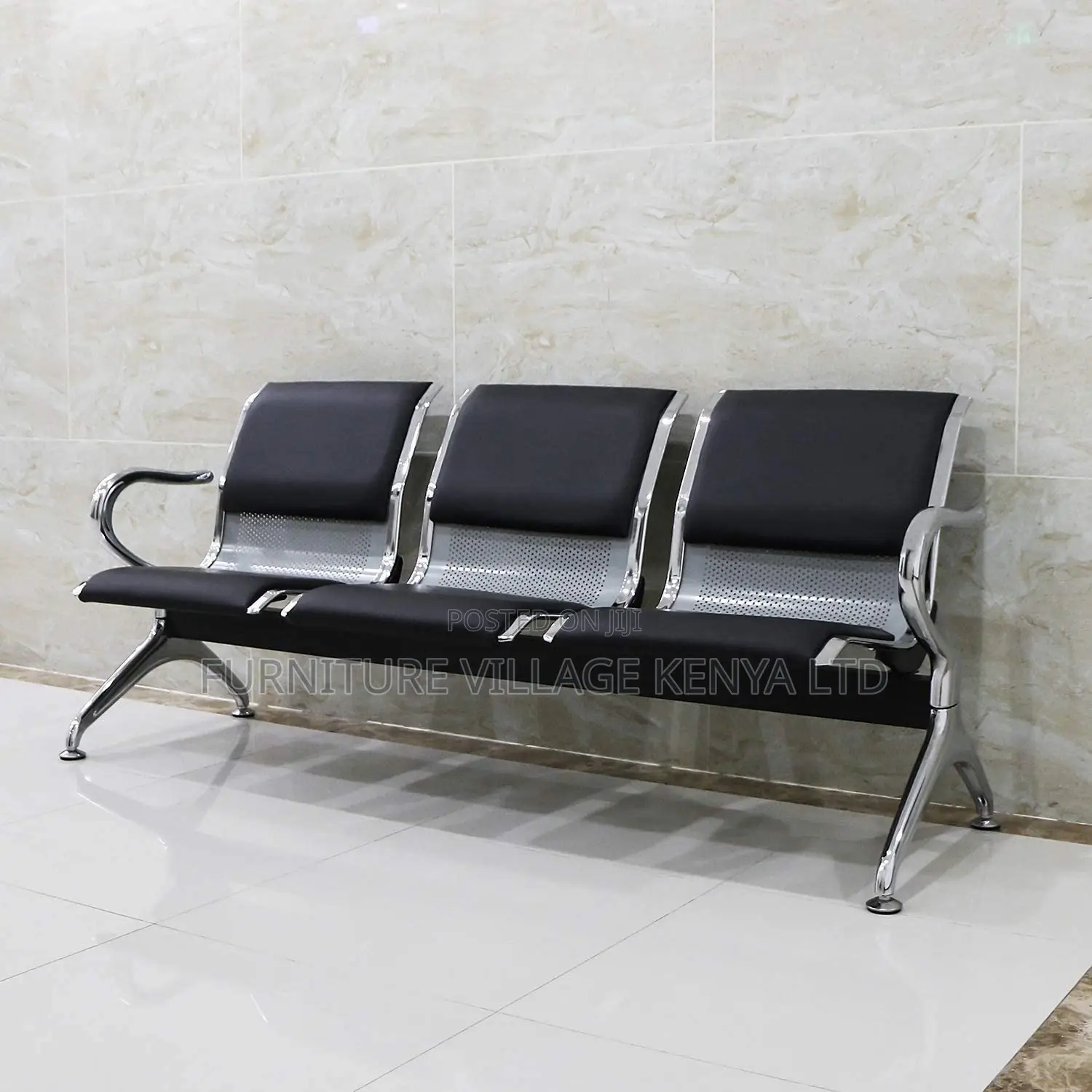 Waiting Bench; 3-seater Waiting Bench With Pu Cushions