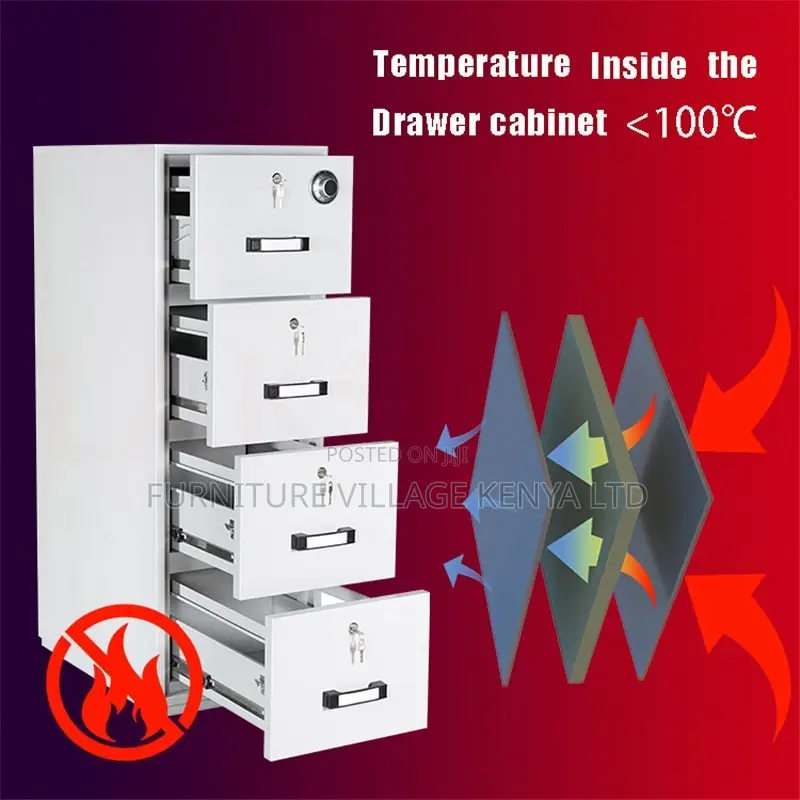 Office Cabinet; 4-drawer Fireproof Safe Office Cabinet