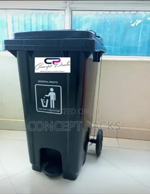 Black 100l Pedal Bin With Wheels.